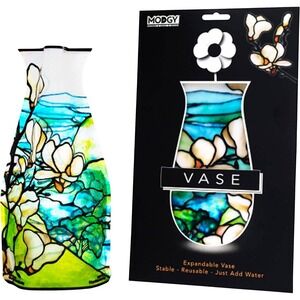 MODGY Expandable Vase Magnolia Flower Stained Glass Look Reusable Lightweight